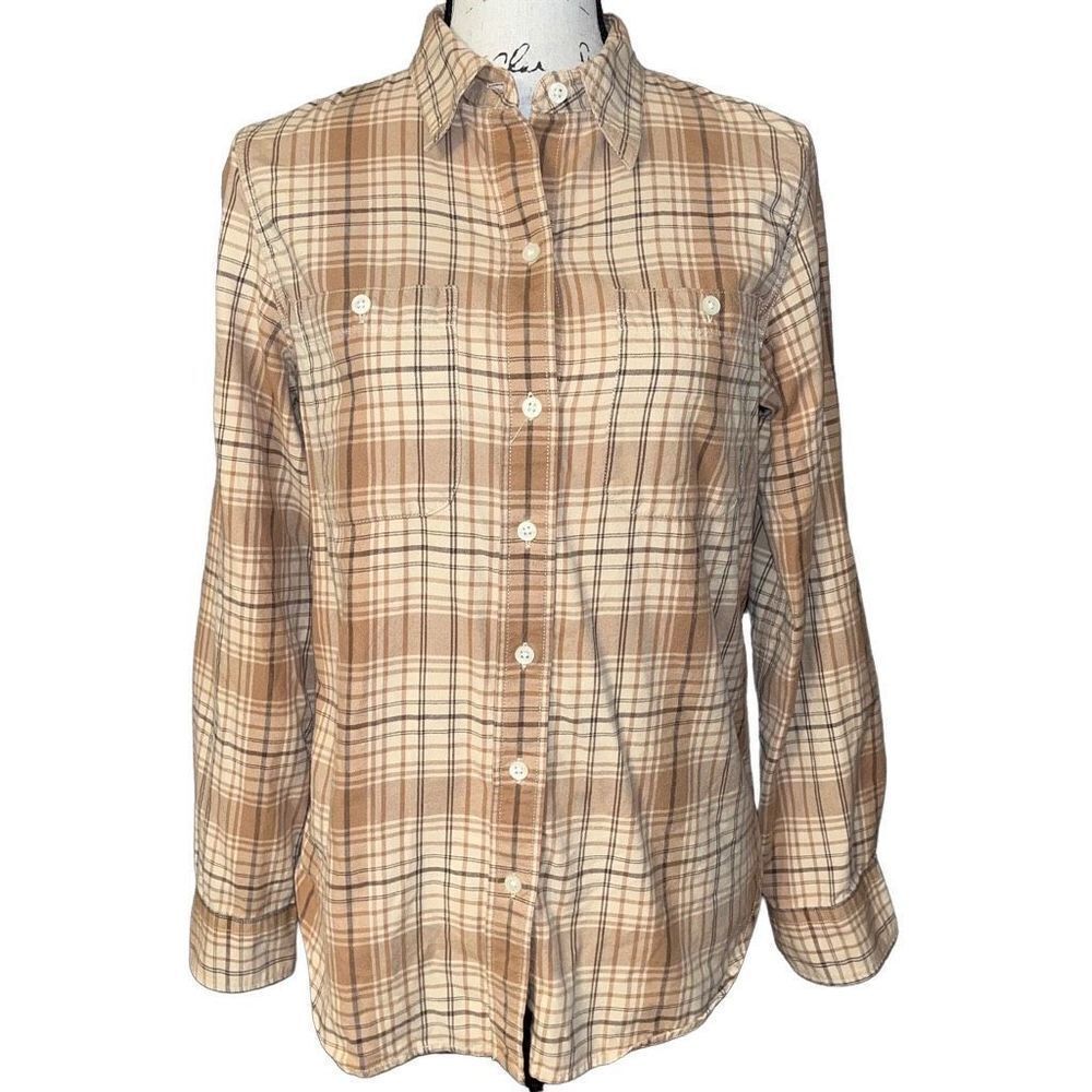 Lauren‎ Ralph Lauren tan & brown plaid button down medium